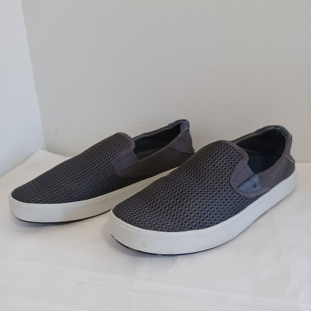Olukai Lae Ahi men's sneakers gray/blue casual Mesh slip-on Sz9 Eu42